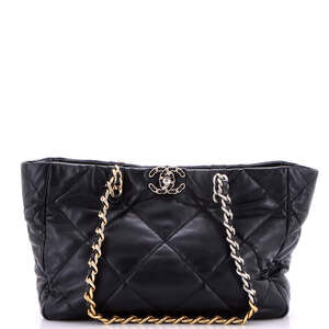 Chanel East West 19 Shopping Bag Quilted Leather